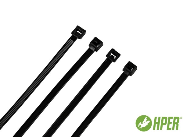 HPER Kabelbinder wiederlösbar nachhaltig 300 x 4,8 mm schwarz (VE100)
