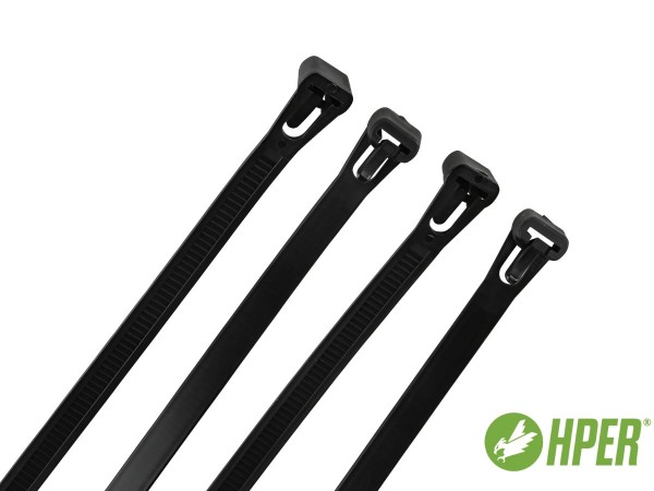 HPER Kabelbinder wiederlösbar nachhaltig 360 x 7,5 mm schwarz (VE100)