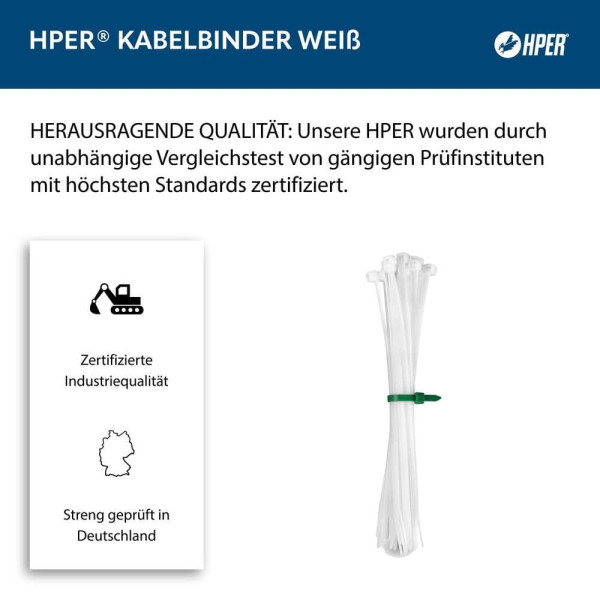 Kabelbinder 100 Mm X 2,5 Mm, Weiß – 100 Stück Für Ordnung Im Chaos