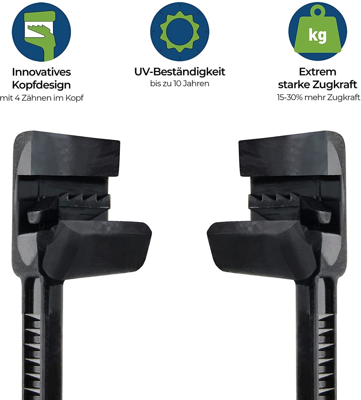 HPER Kabelbinder Detailbild Kopf mit vier Zähnen