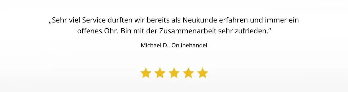 Sehr viel Service durften wir bereits als Neukunde erfahren und immer ein offenes Ohr. Bin mit der Zusammenarbeit sehr zufrieden.