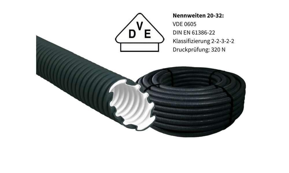 Wellrohr für Unterputz Installationen